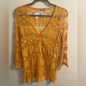New NOS Charlotte Russe Orange Desert Day Pullover Lace Blouse‎ Size XL